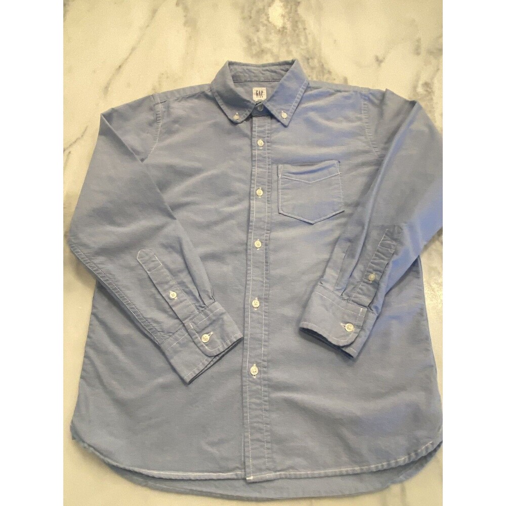 GAP KIDS Long Sleeve Button Down Shirt Blue Large Youth Boys Dress Casual